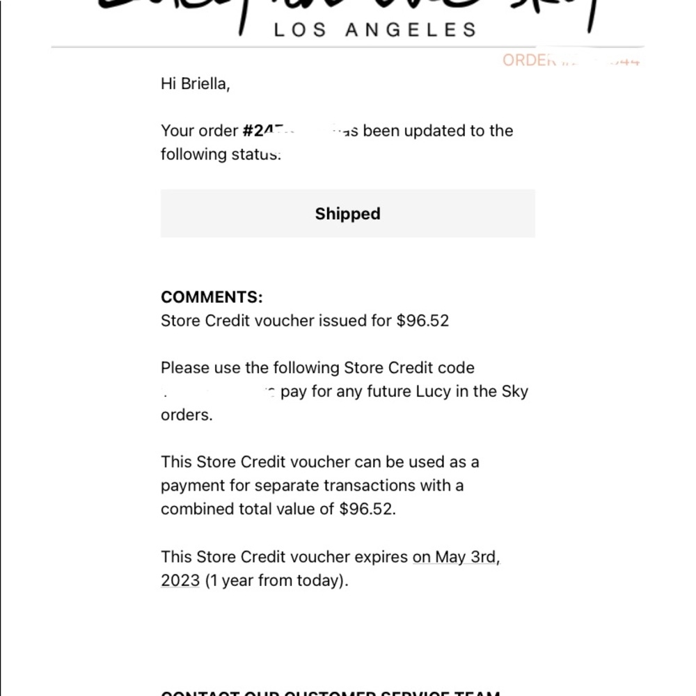 lucy in the sky $96 credit